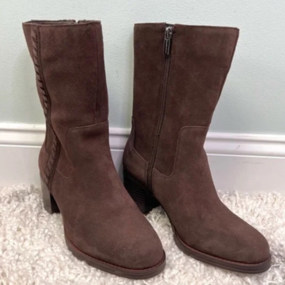 Vince Camuto Women's Heeled Mid Calf Boots Suede Brown Zelcinna Brown NEW - Picture 6 of 6